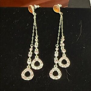 Elegant Silver and Pink Dangle Earrings